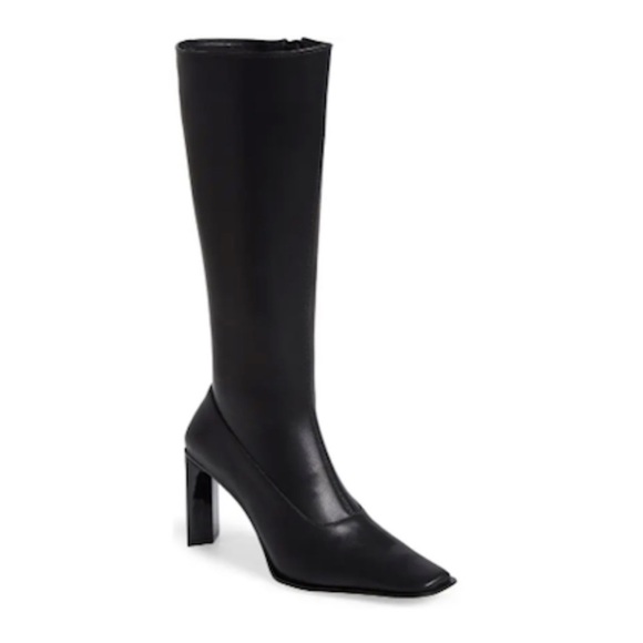 Jeffrey Campbell Black Knee-High Boots Heel square Toe Sz 9 - Picture 1 of 12